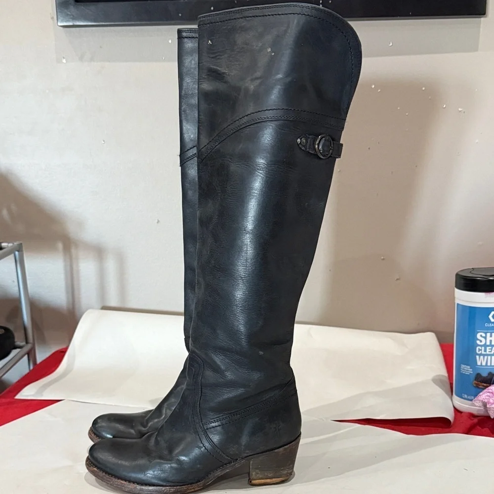 Frye Black Over the Knee Leather Boots